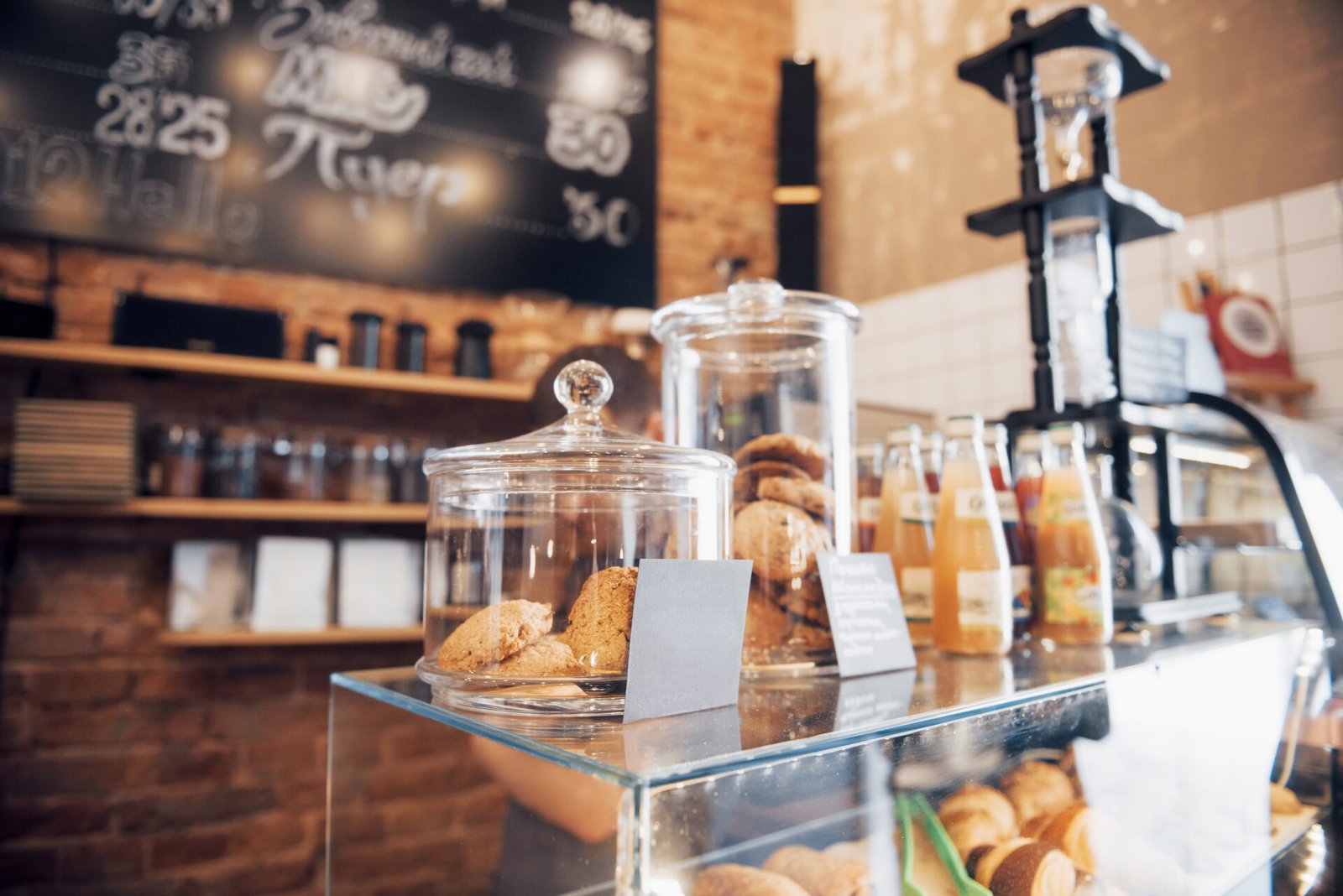 cafeteria tray with homemade scones and croissants.